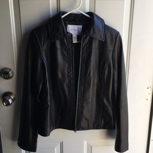 Black leather women’s coat